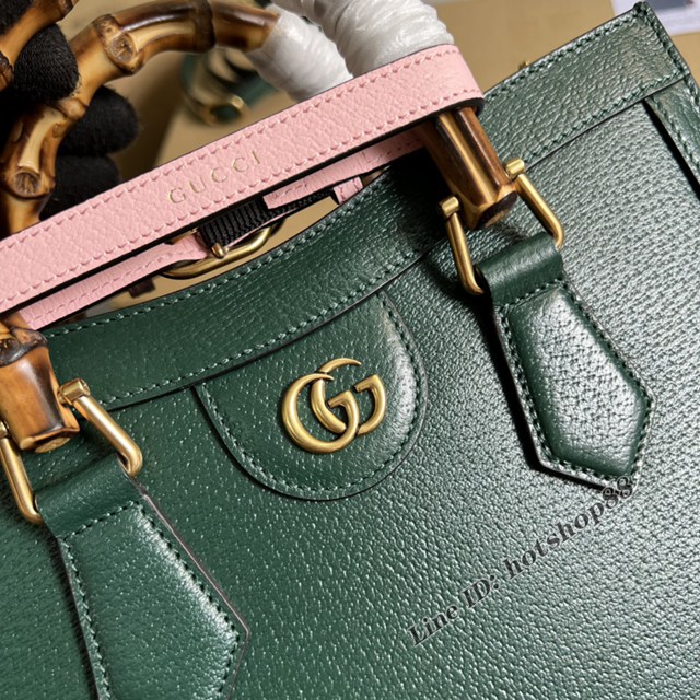Gucci官網2022新款兩根霓虹色扣帶女包 古馳原廠皮竹節中號手提托特包702721 gqy4685